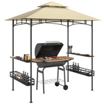 8' X 5' Grill Gazebo Canopy With 2 Side Shelves, Hook | Beige