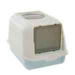 Large Hooded Top Entry Cat Litter Box With Scoop | Sky Blue