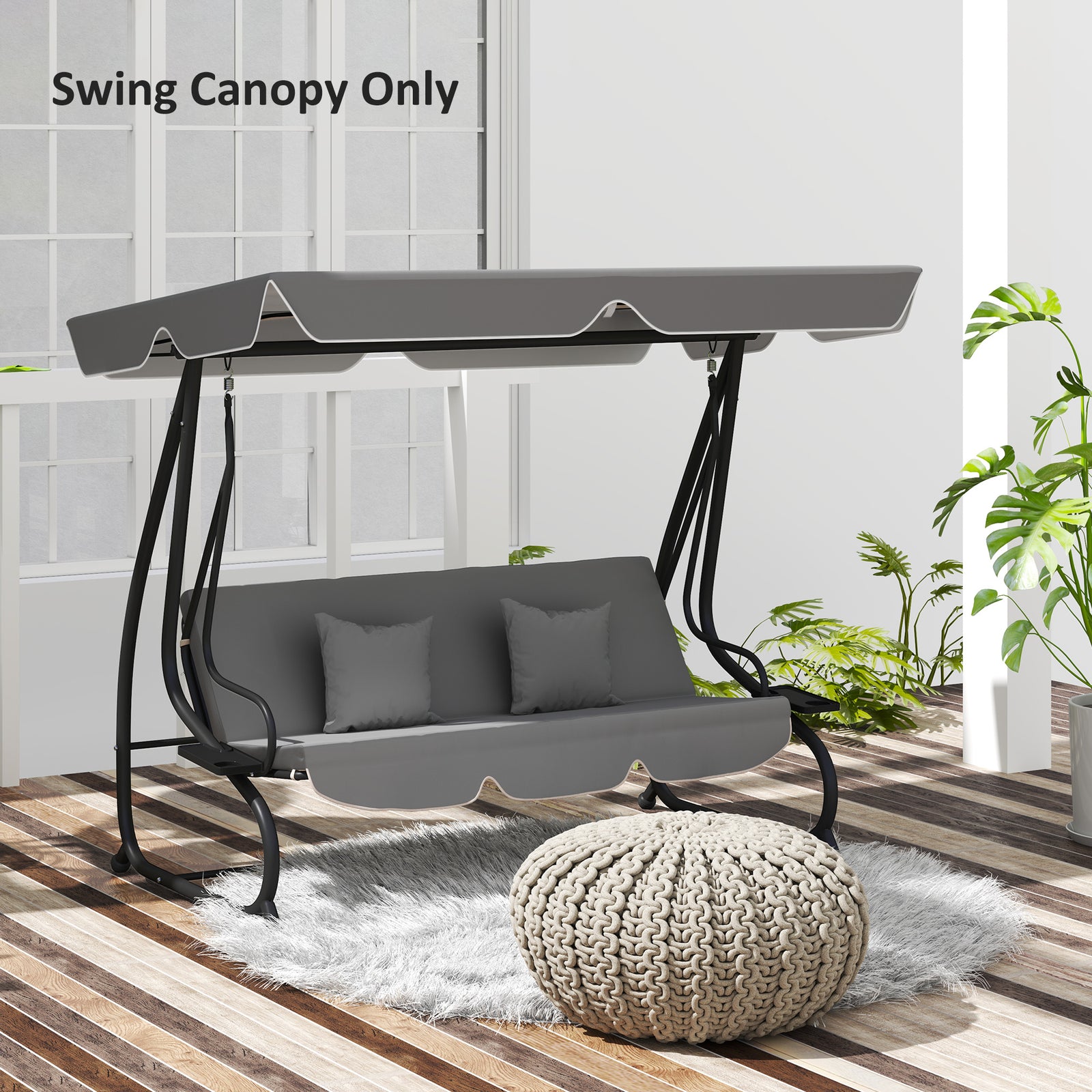 Waterproof Garden Swing Canopy Replacement 3 Seater | Dark Gray