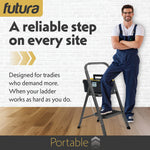 2 Step Ladder, Heavy-duty Steel Folding Home Diy Step Stool With Wide Non-slip Steps & Anti Slip Feet 150kg Capacity | 2 Step | Grey