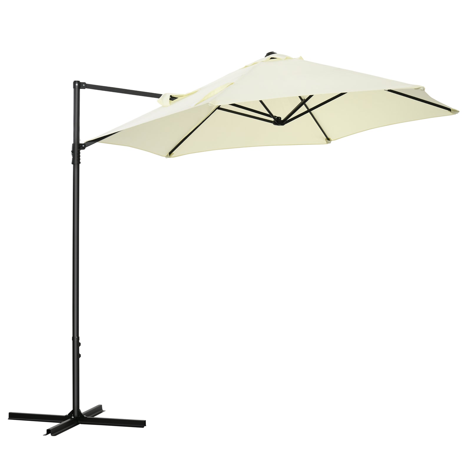 2.5m Cantilever Parasol W/ 360° Rotation, Cross Base | Beige