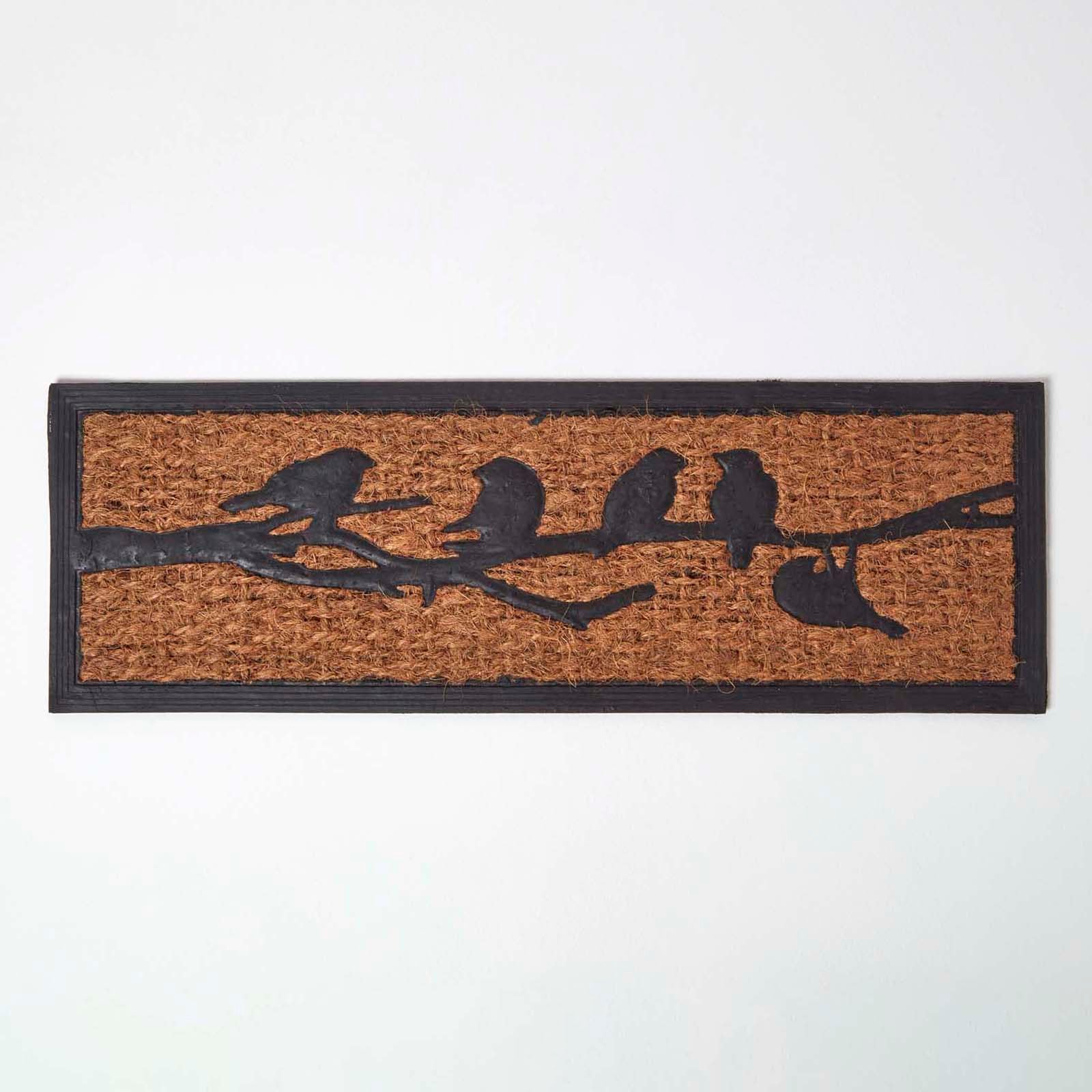 HOMESCAPES Decorative Birds Non Slip Coir Doormat