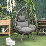 Rattan Wicker Teardrop Chair Lounger Soft Cushioned Patio | Gray