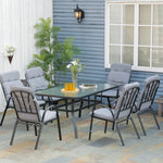 7 Pcs Garden Dining Set, Table W/ Umbrella Hole & Cushion | Gray