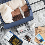 Lightweight 4 Wheel 800d Soft Case Quilted Suitcases Set Of 3 Anti Crack - Cabin & Hold Luggage 100+ Airlines Approved | Set of 3 | Navy Blue