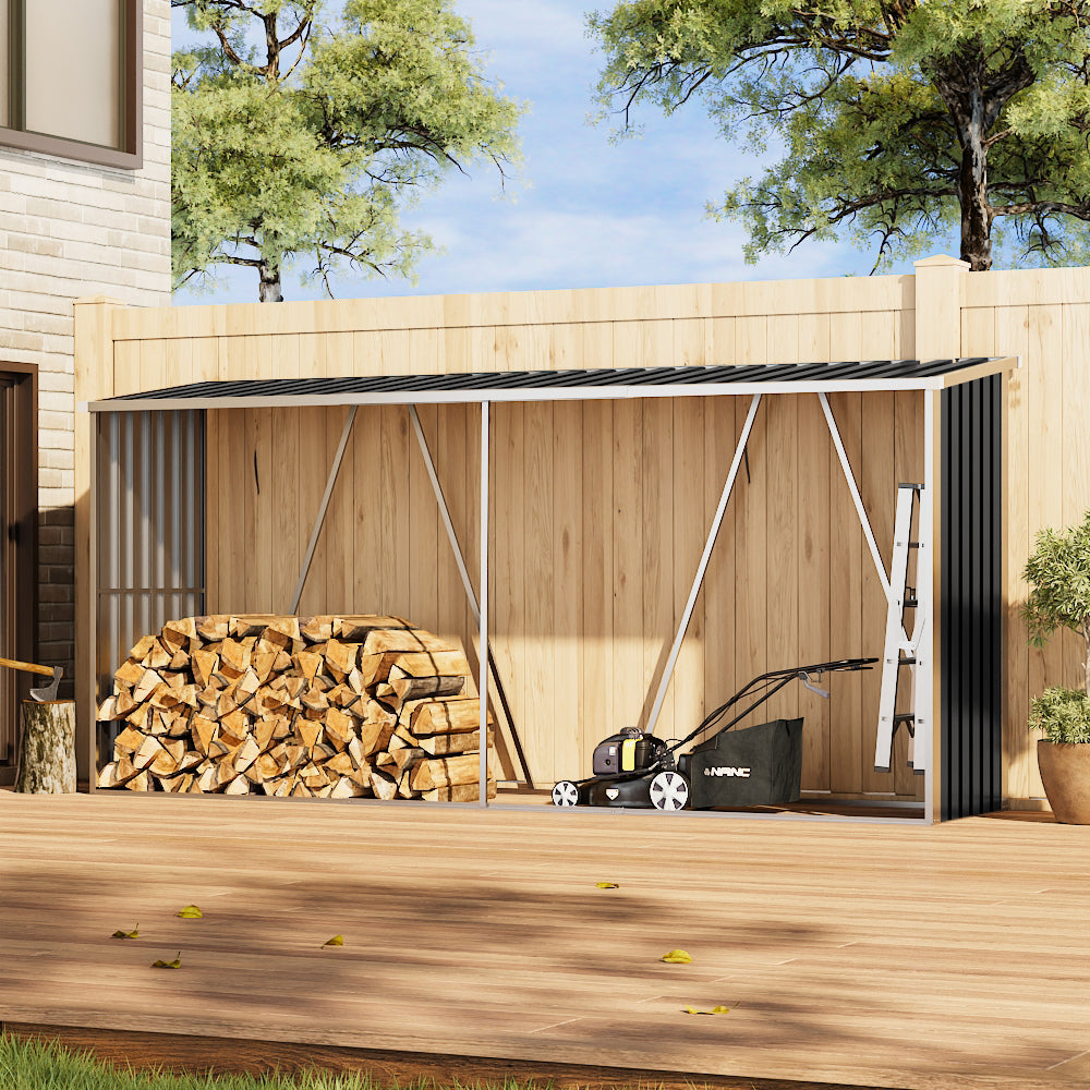 Outdoor Steel Firewood Rack Zinc Steel Firewood Log Storage Shed