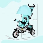 6 In 1 Kids Trike, Stroller With Parent Handle | Green