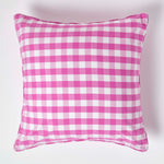 Block Check Cotton Gingham Cushion Cover | 60cm x 60cm | Pink