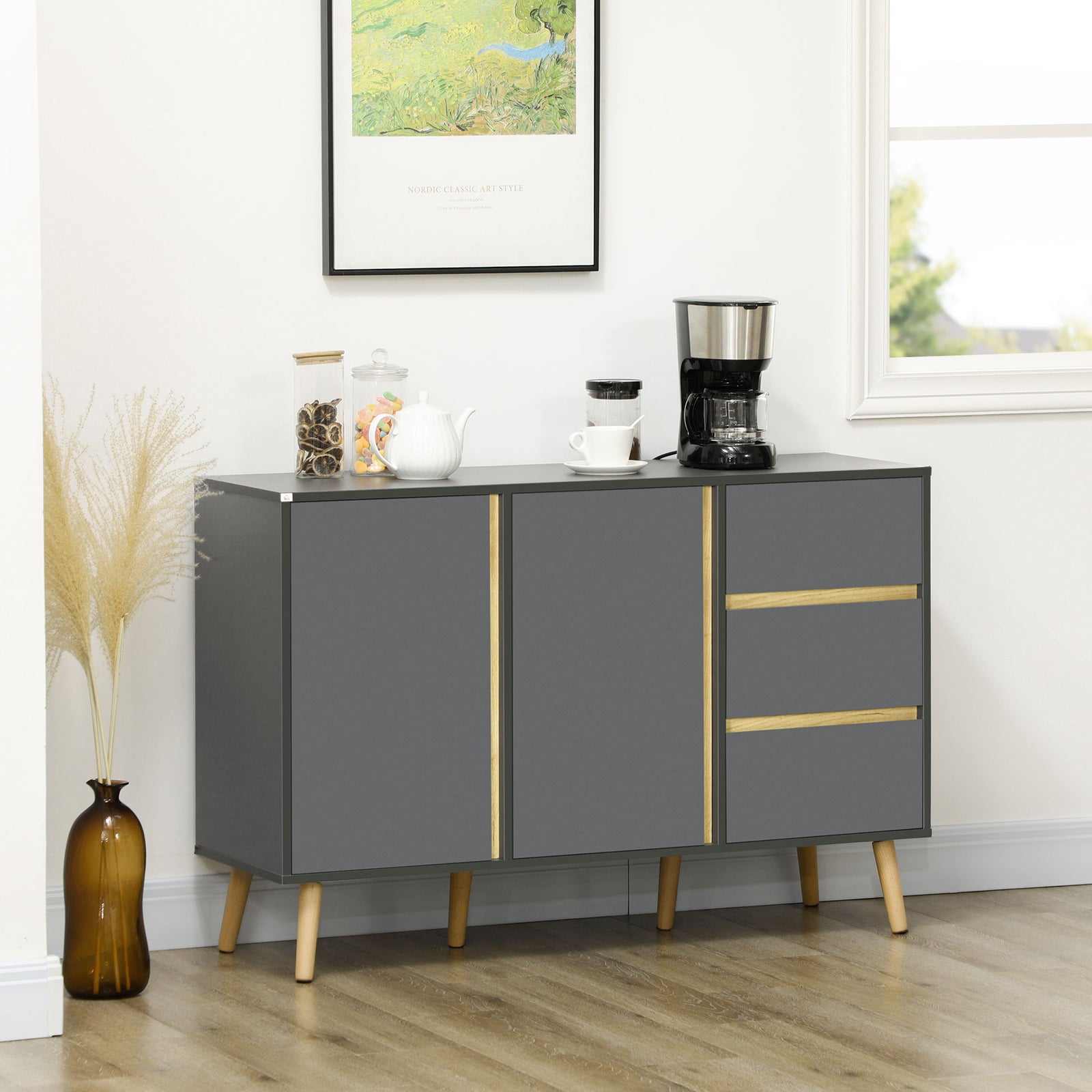 Sideboard Kitchen Cupboard Adjustable Shelves Double Doors