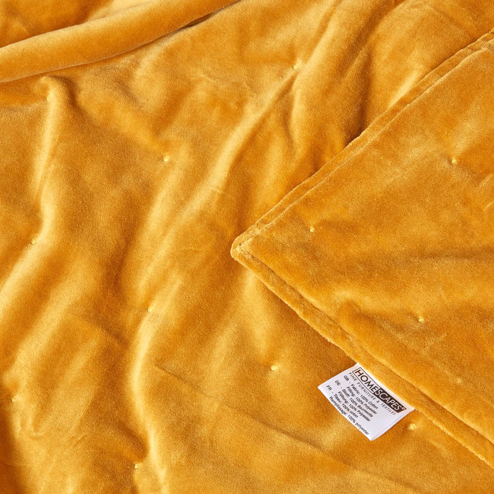 Velvet Cotton Quilted Throw | 150cm x 200cm | Mustard