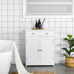 Bathroom Floor Storage Cabinet W/ 2 Drawers Door Cupboard | One Size | White