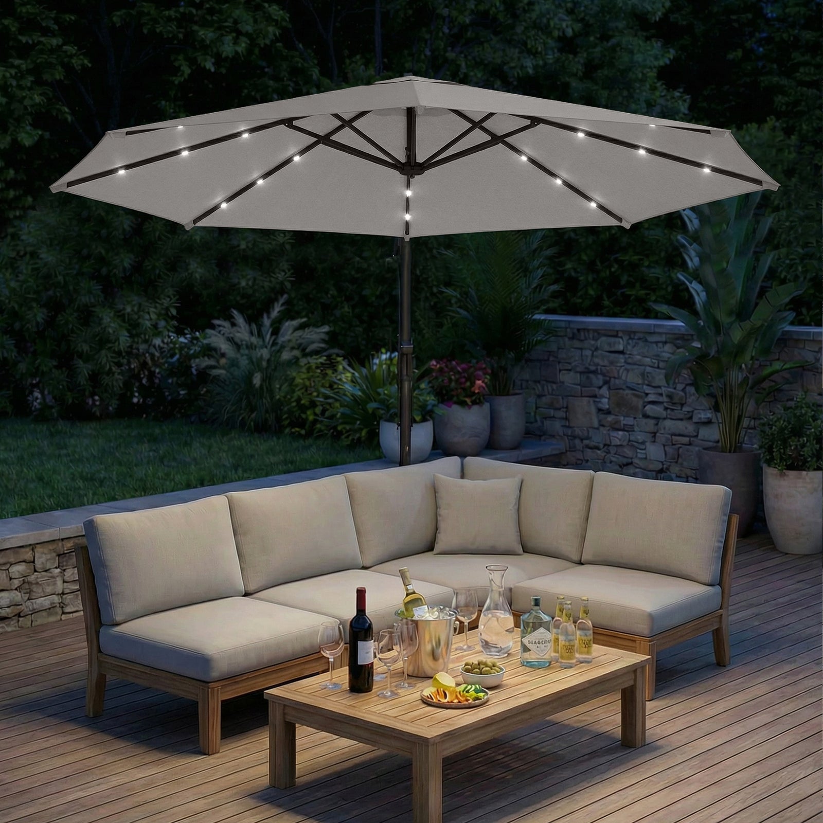 3 M Cantilever Parasol Solar Led Lights | Light Grey