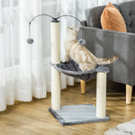 83cm Cat Tree Tower W/ Sisal Scratching Post Hammock Toy Ball - Grey