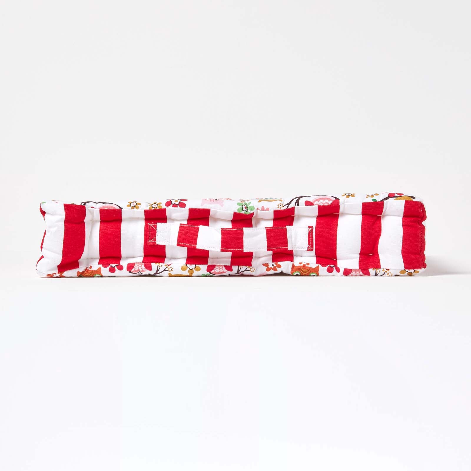 Cotton Owl Print Floor Cushion | 50cm x 50cm | Red