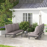Rattan Lounge Set W/ Adjustable Back - Grey