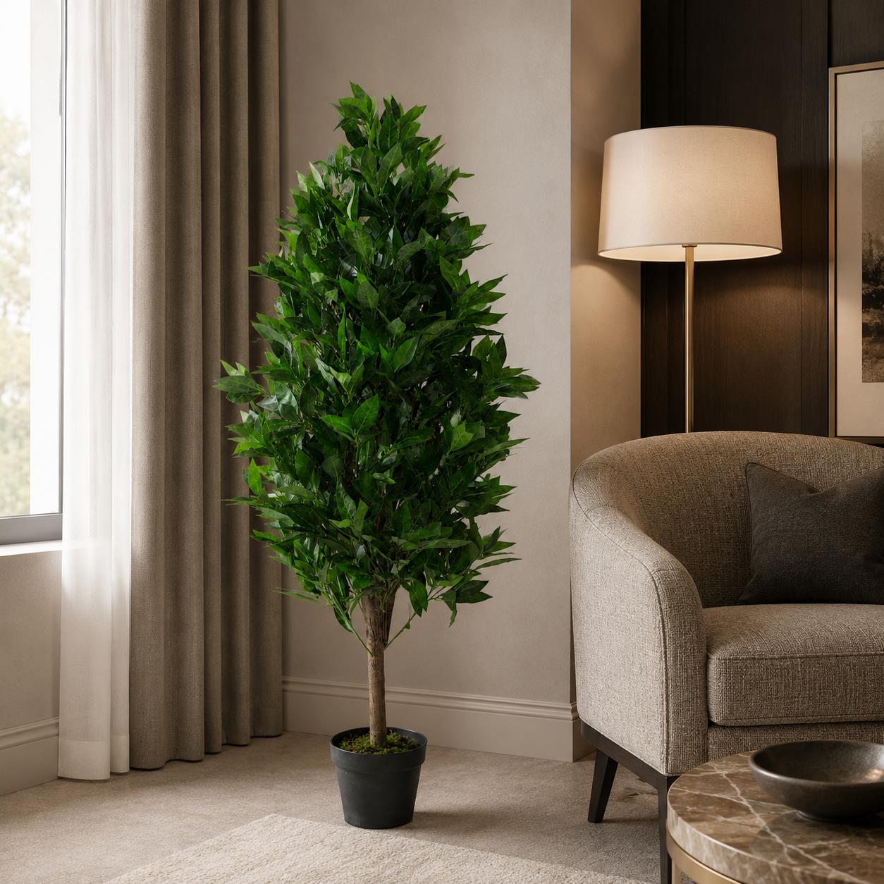 120cm  Realistic Artificial Bay Cone Laurel Topiary