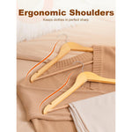 20 Pack Wooden Clothes Hangers With Non Slip Bar | Natural