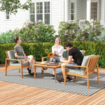 4 Pieces Wooden Garden Furniture Set With Cushions | Natural