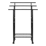 Towel Rail Metal Rack With Basket 3-tier Storage Anti-slip Foot Black | Black