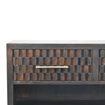 Cadiz Carved Shoe Storage Bench, 2 Drawers, 1 Open Slot, Dark Brown