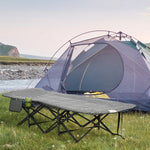 Foldable Camping Bed W/ Padding, Bag, Cup Holder | Black