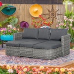 Outsunny 3 Piece Rattan Garden Furniture Set, Double Lounge & Table
