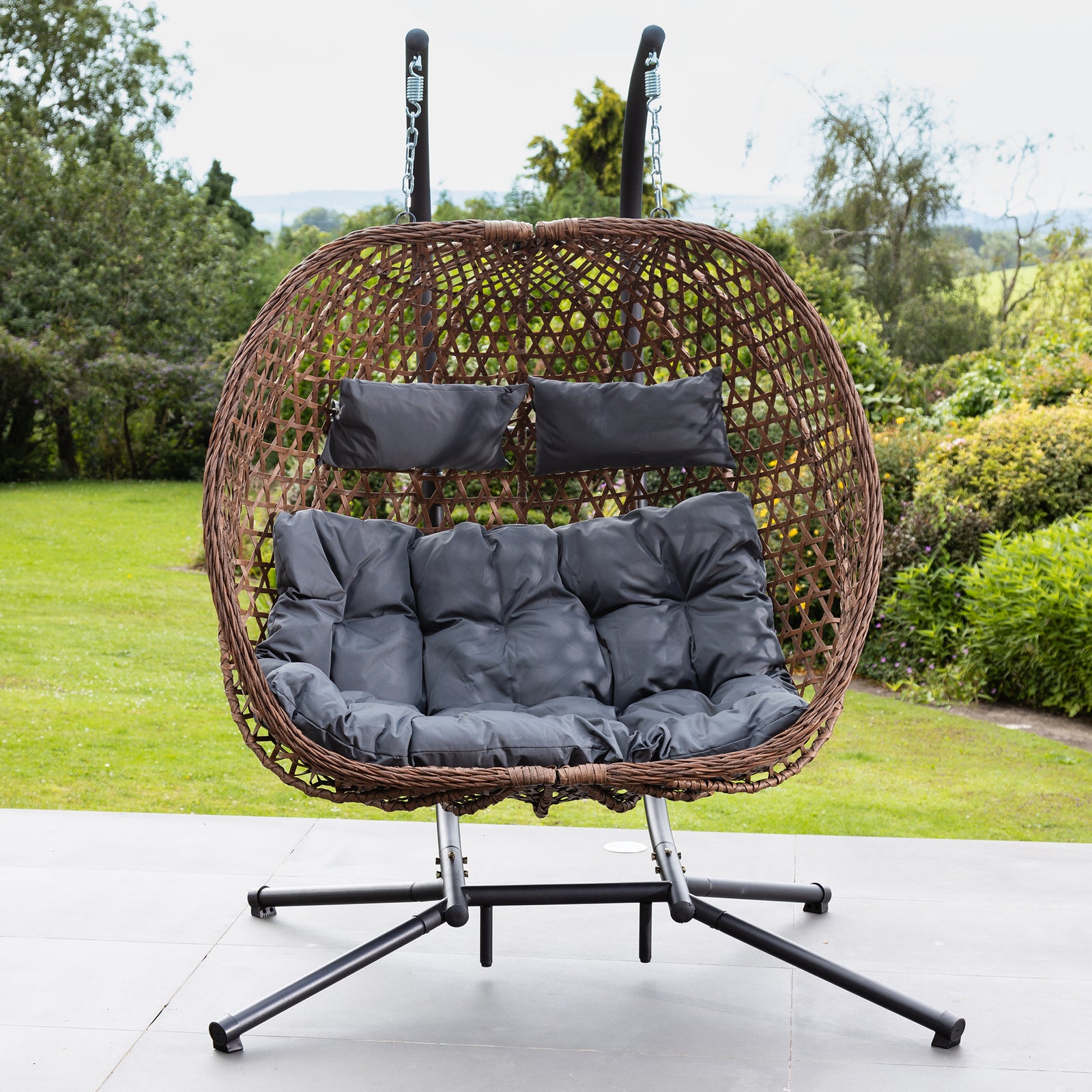 Garton Swinging Double Garden Seat | Dark Gray