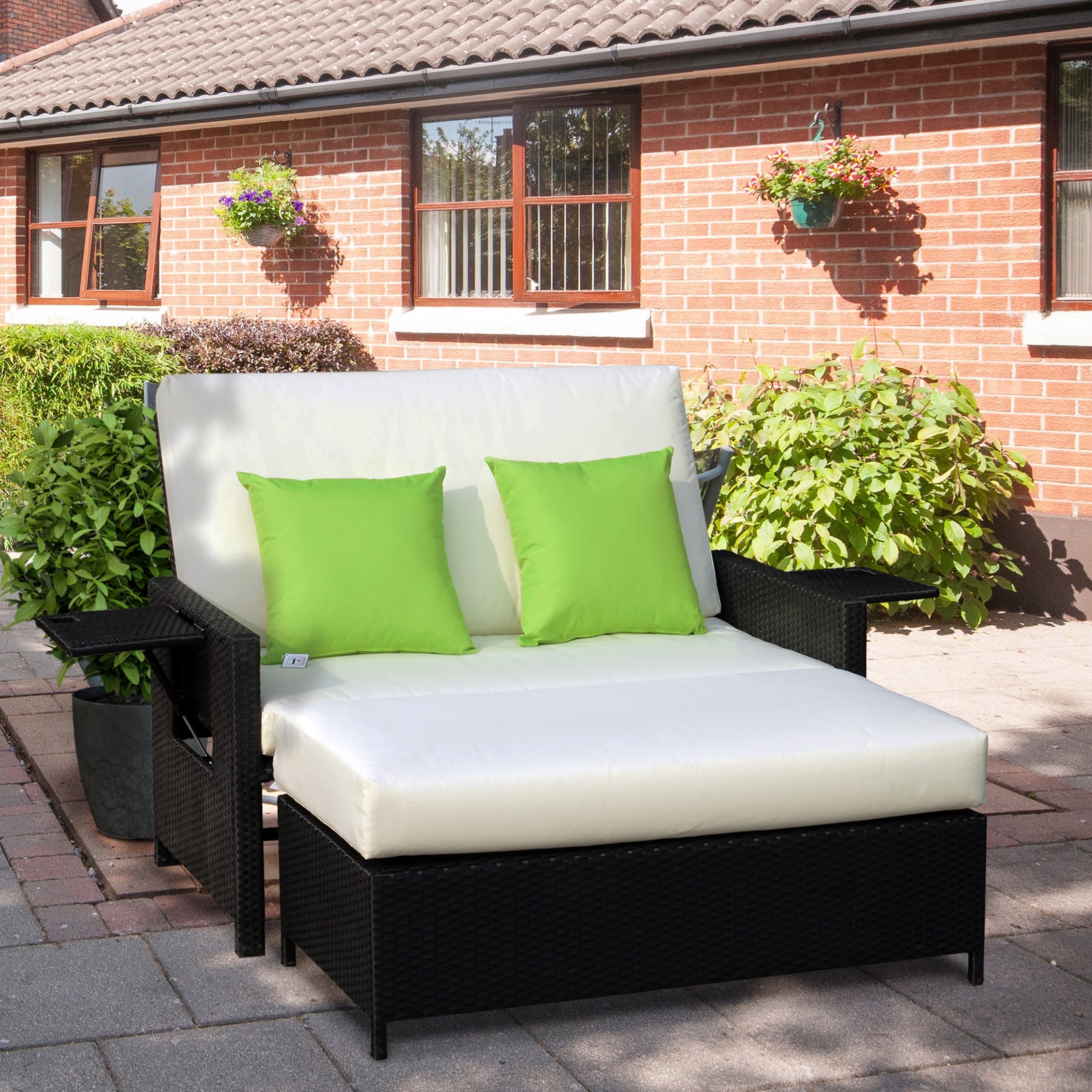 Rattan Furniture Set With Sun Lounger | Black