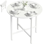 HOMCOM Folding Dining With Steel Frame For Small Spaces, White