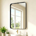 Rectangular Wall Mirror, 90 X 60 Cm Wall Mounted Bathroom Mirror | Black