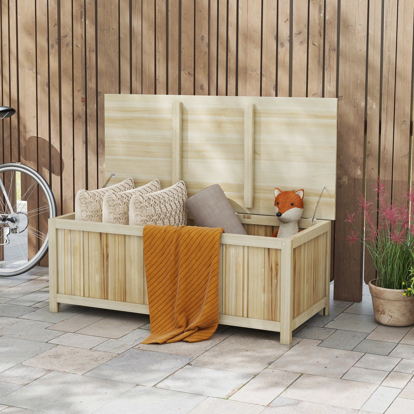 172l Outdoor Wooden Storage Box Terrace Box Natural