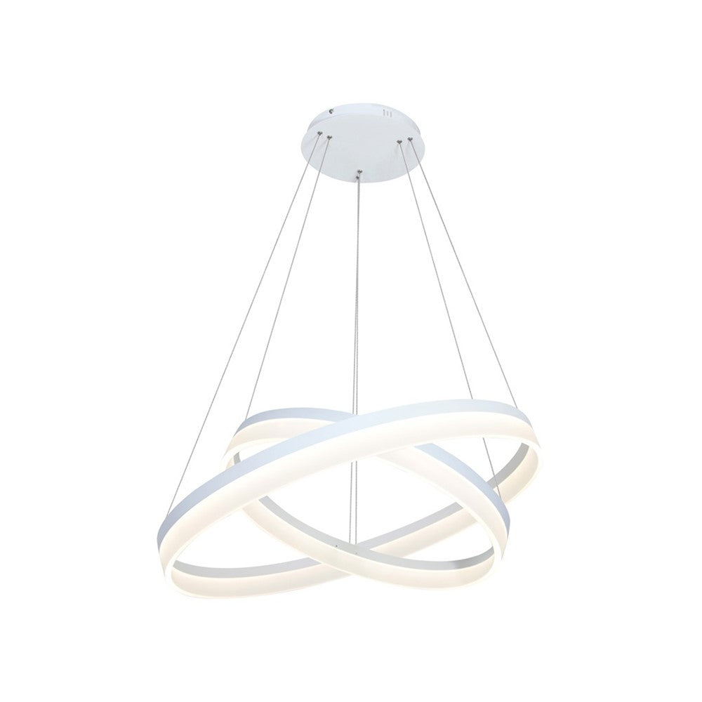 Ring Led Designer Pendant Lamp A Stunning Centrepiece Formed From 2 White Circular Led Hoops With Remote Control Included