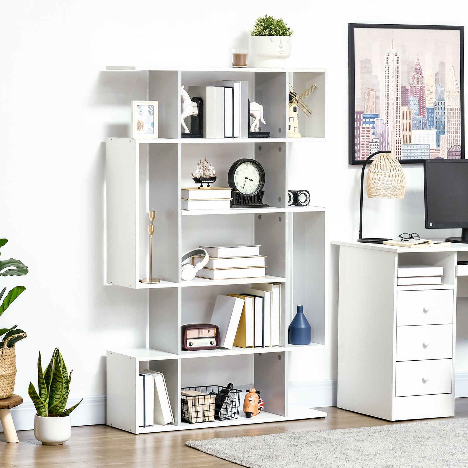 5 Tier Bookshelf Freestanding Decorative Storage Shelves