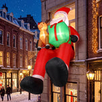 Outsunny 9.3ft Giant Christmas Inflatable Hanging Santa Claus W/ Reindeer