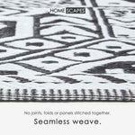 Luxury Outdoor Rug Waterproof Reversible Round For Garden Patio, Black Geometric Aztec