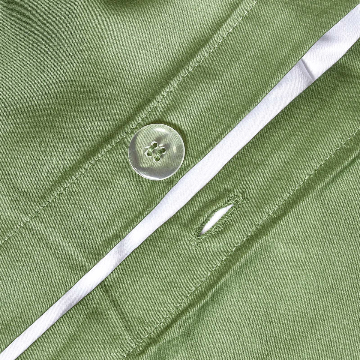 Organic Cotton Duvet Cover Set 400 Tc | European Double | Moss Green