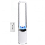 HOMCOM Bladeless Tower Fan With 45° Oscillating, Led Lights, 3 Speeds, White