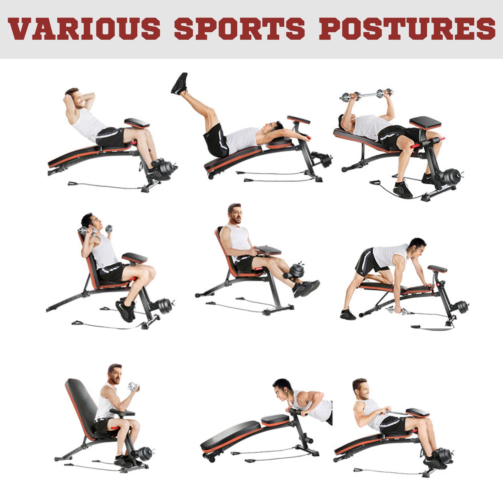 Foldable Dumbbell Bench - 7 Incline Adjustable | Black