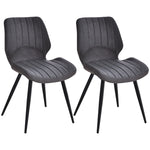 Set Of 2 Vintage Pu Leather Dining Chair Moulded Padded | Dove Gray
