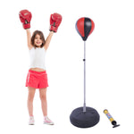 Kids Adjustable Boxing Punching Ball Set W/ Gloves | Red