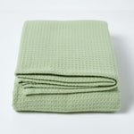 Organic Cotton Waffle Blanket/ Throw | 280cm x 230cm | Sage Green