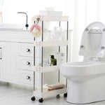 Slim Rolling Storage Cart Corner Storage Rack Shelf Plastic | Large | White