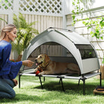 Pawhut Portable Elevated Dog Bed With Removable Canopy, 106 X 76 X 94 Cm