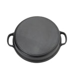 28cm/30cm/35cm Dia Black Round Pre Seasoned Cast Iron Frying Pan Kitchen Skillet With Double Handles | Small | Black