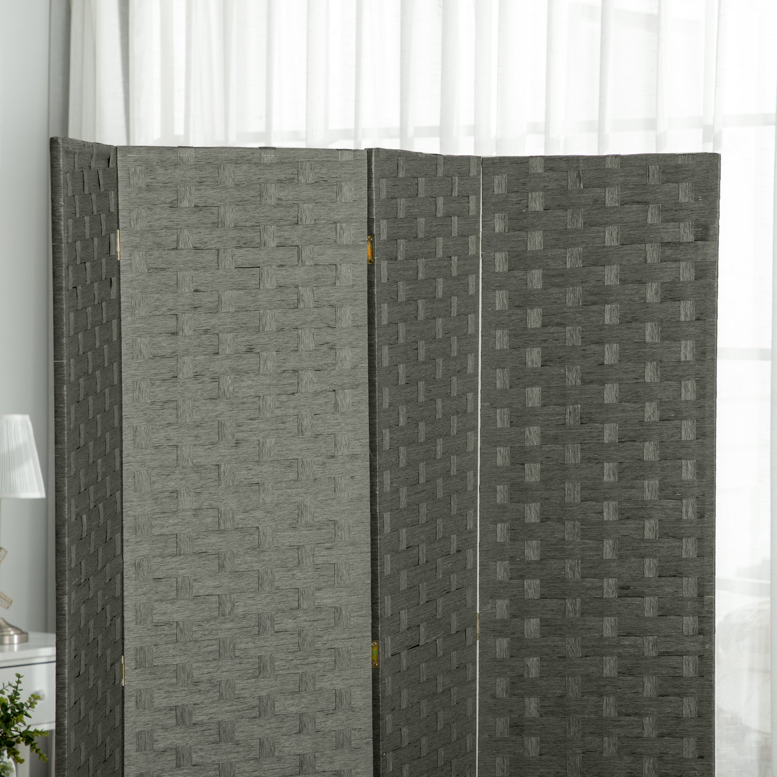 4 Panel Folding Room Dividers For Wall Privacy Screen Panels | One Size | Gray