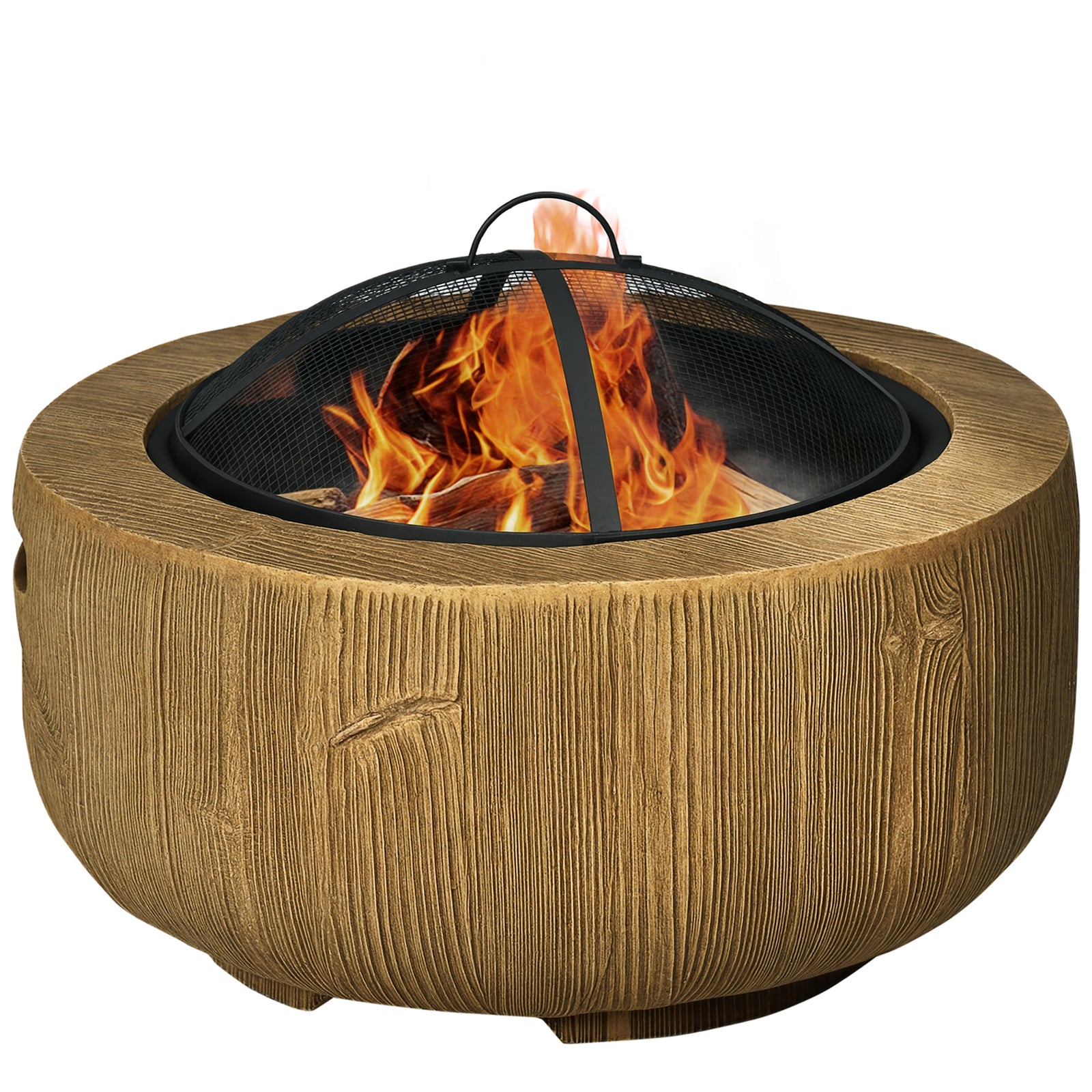 Outsunny Fire Pit With Spark Screen And Poker, 61.5 Wood-burning Brazier