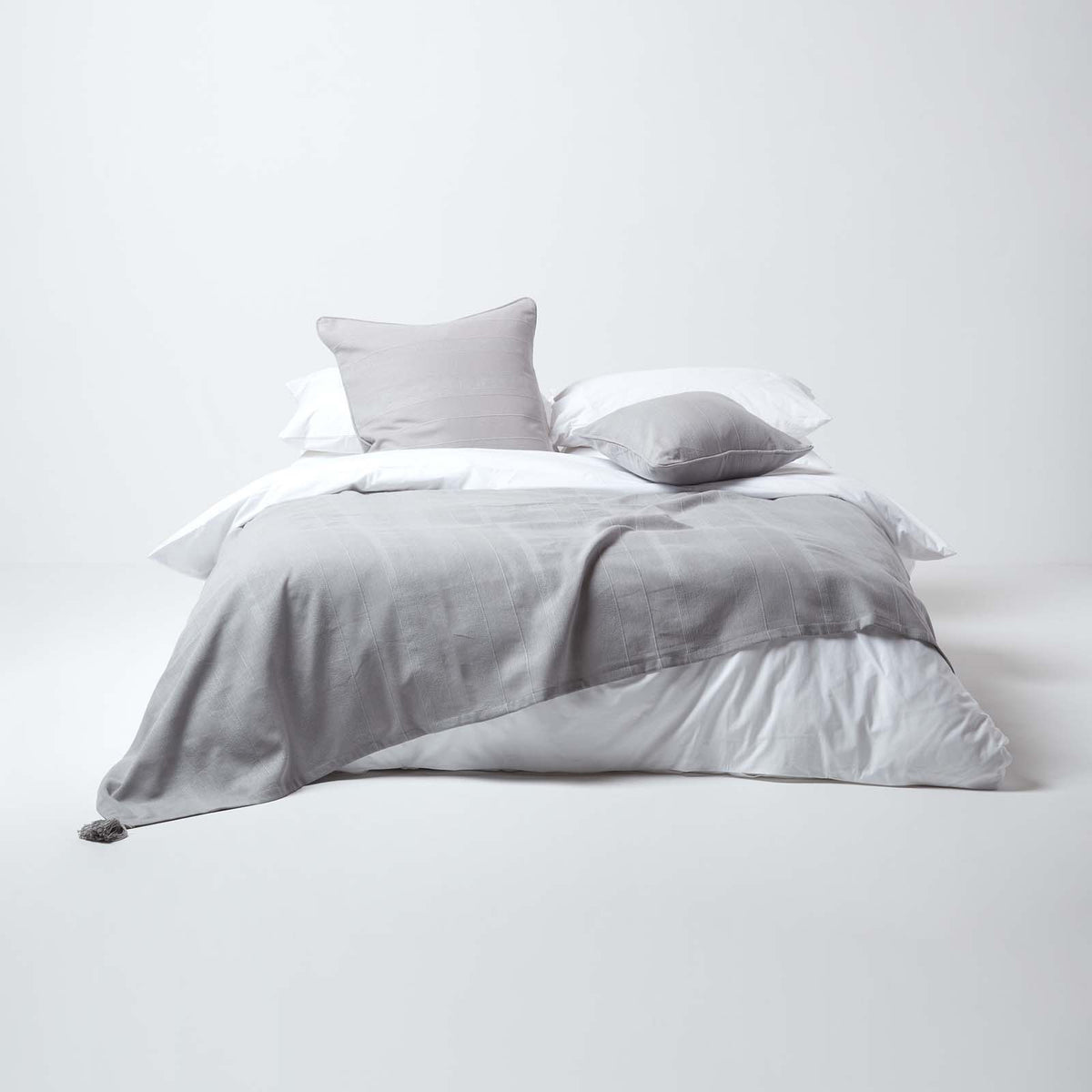 Cotton Rajput Ribbed Cushion Cover | 45cm x 45cm | Silver Grey