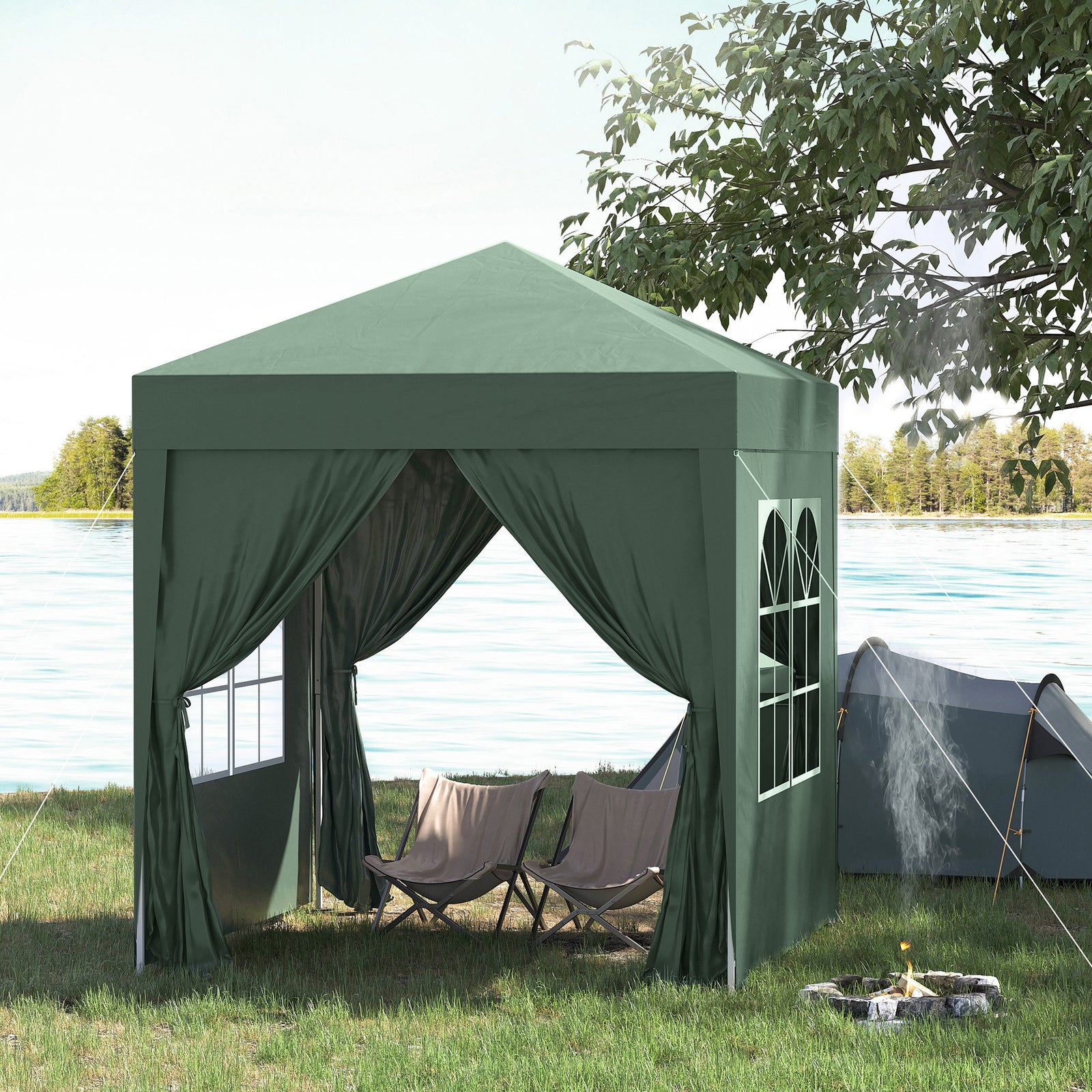 2mx2m Pop Up Gazebo Party Tent Canopy Marquee W/ Storage Bag | Green