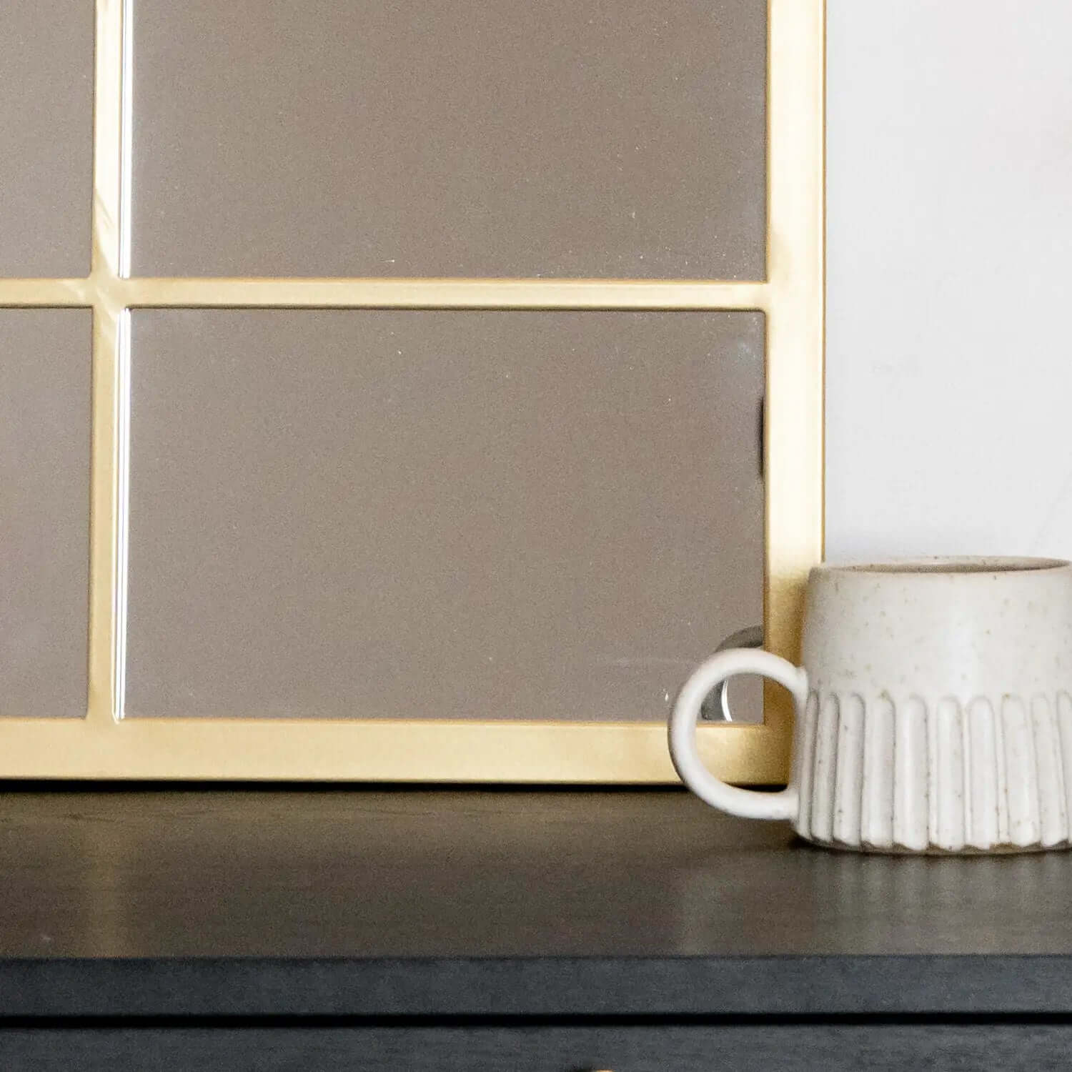 Kyō - Metal Rectangle Lattice Window Mirror | 90cm x 70cm | Gold