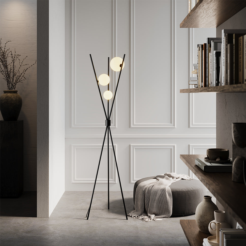 Breeins Metal Tripod Standing Floor Lamp With Plastic Lampshade